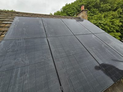 Solar panel array installed on residential property